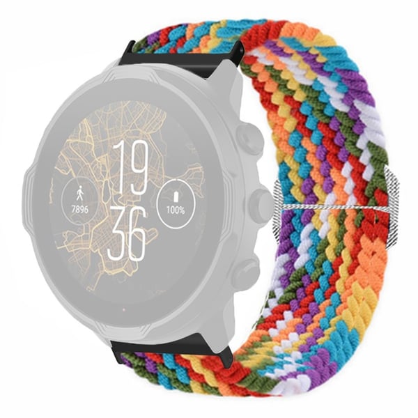 Suunto Spartan Sport Wrist HR Baro / Suunto 7 urrem 24 mm flettet nylonrem - Regnbue