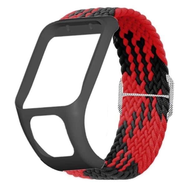 TomTom Runner 2 / 3 / Spark / Adventurer-klokkebånd Flettet justerbar nylonrem med etui - Rød + Svart