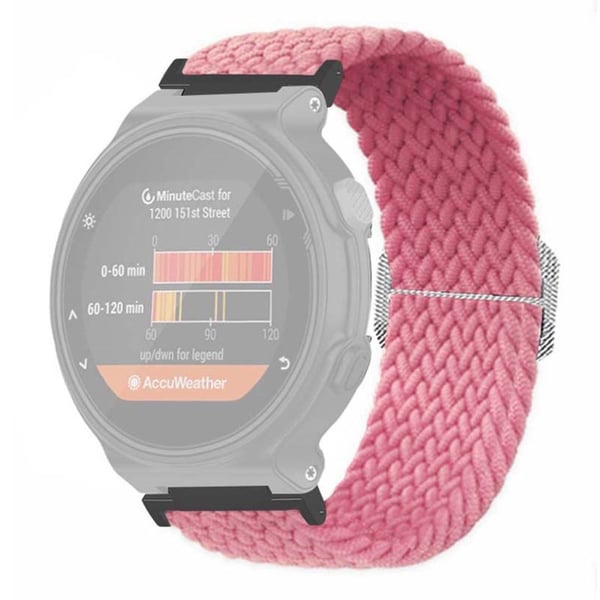 Garmin Forerunner 220 / 230 / 235 / 735XT / 620 / 630 Watch Strap Stretchy Braided Nylon Band - Lyserød