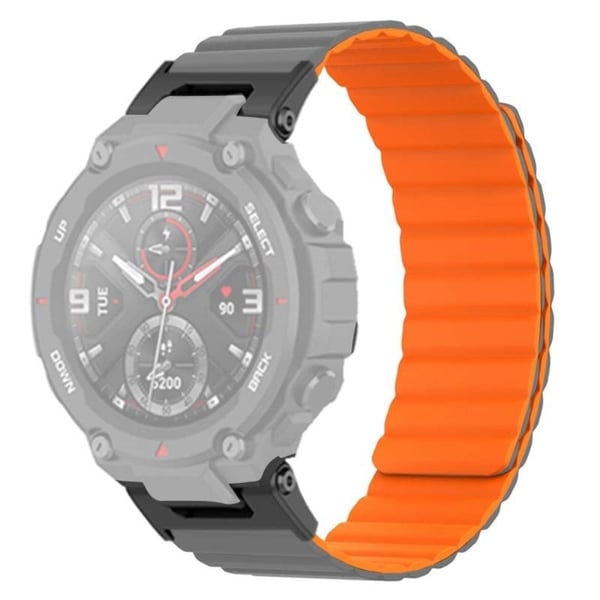 Huami Amazfit T-Rex / T-Rex Pro Fleksibel klokkerem Magnetisk smartklokkebånd - Grå + Oransje