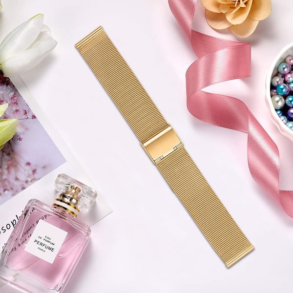 Hurtigutløsningsrem for Popglory 1,85'' P66 Smart Watch-armbånd med spenne Milanese 22 mm erstatningsarmbånd - Gull