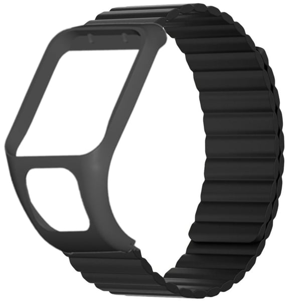 TomTom Runner 2 / 3 / Spark / Adventurer-klokkebånd Fleksibel magnetisk reim med etui - Svart