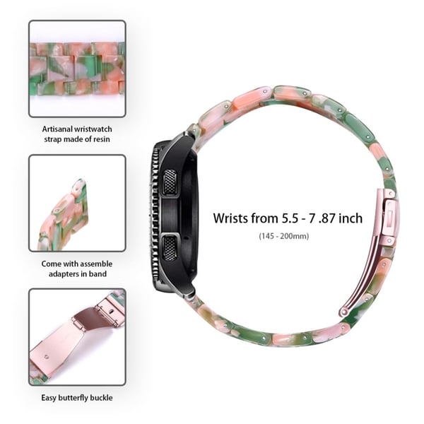 Garmin Vivoactive 4 Erstatningsklokkearmbånd 22 mm vannbestandig harpiksarmbånd - Rosa / Grønn