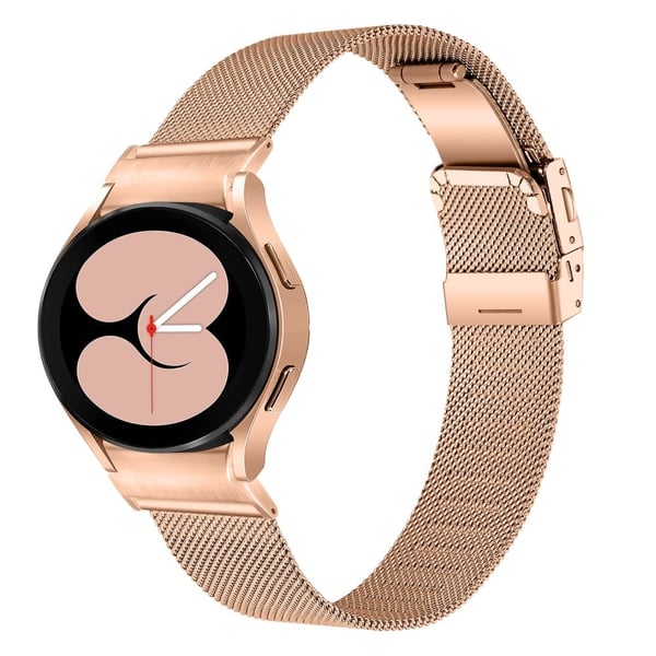 Samsung Galaxy Watch 20 mm Milanese-klokkearmbånd med hurtigutløser og kontakt - Rose Gull