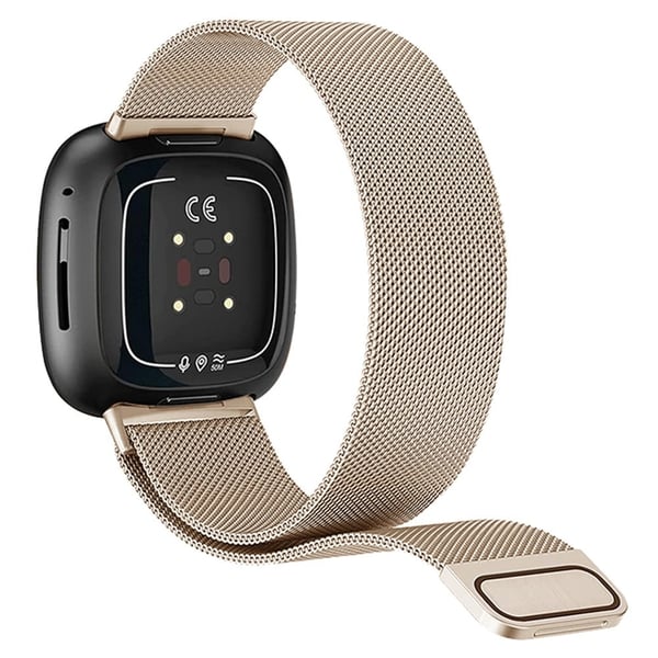KALEBOL Sarjan koko L Fitbit Versa 4 / 3 / Sense / Sense 2 Kellon nauha Milanolainen magneettinen rannehihna - Retro Kulta