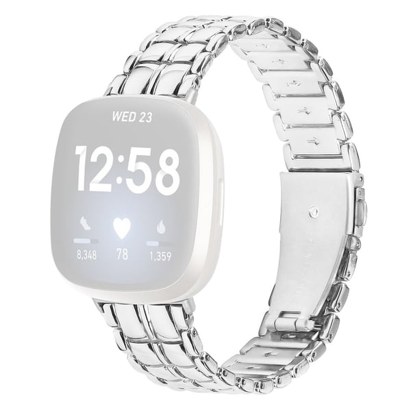 Urrem til Fitbit Versa 3 / Sense Smartwatch Metalarmbånd Håndledsrem - Sølv