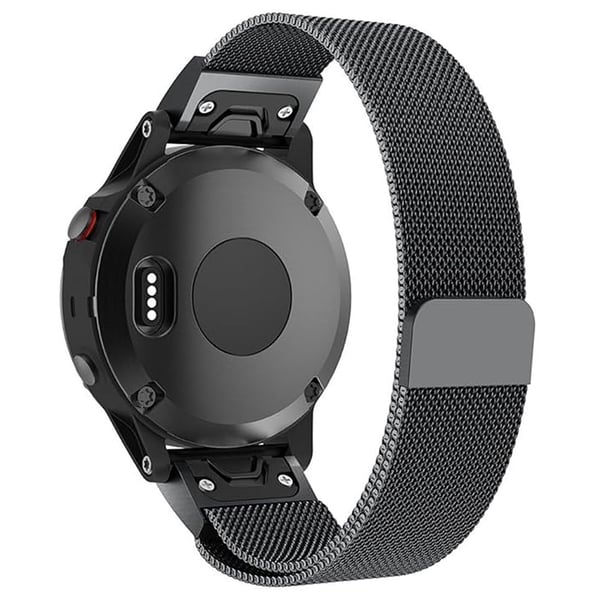 KALEBOL Series Garmin Fenix 7S / 6S / 7S Pro / 6S Pro Milanese klockarmband QuickFit 20mm handledsrem - Svart