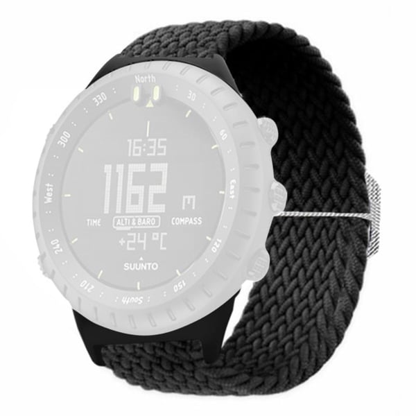 Suunto Core Watch Band Stretchy 22mm Soft Nylon Elastic Braided Strap - Sort