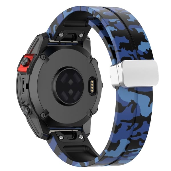 Garmin Fenix 7S / 6S Pro / 5S Plus / Instinct 2S kamuflasjeklokkearmbånd med sølvspenne 20 mm sportsarmbånd - Camo Blå