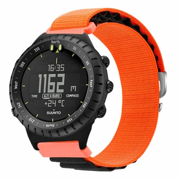 Suunto Core-klokkearmbånd 22 mm nylonløyfe Justerbar håndleddsrem med kontakt - Oransje + Svart