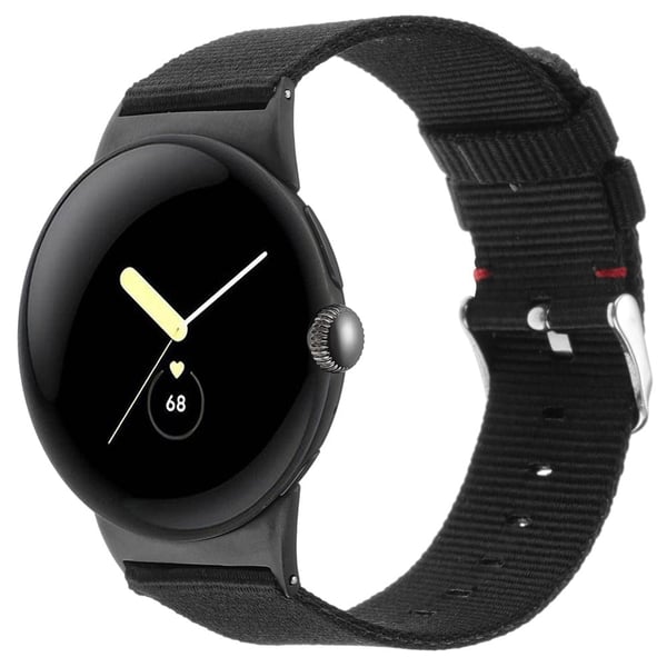 Google Pixel Watch / Watch 2 Nylon Sport Strap Erstatningsklokkebånd - Svart