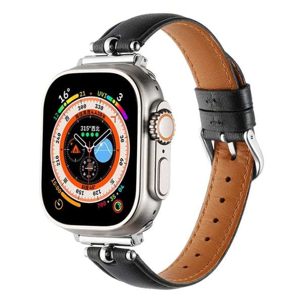 Apple Watch Series 41mm - 40mm - 38mm Universal Universal klokkeremmer i ekte okselær - Svart / Sølv Spenne Spenne
