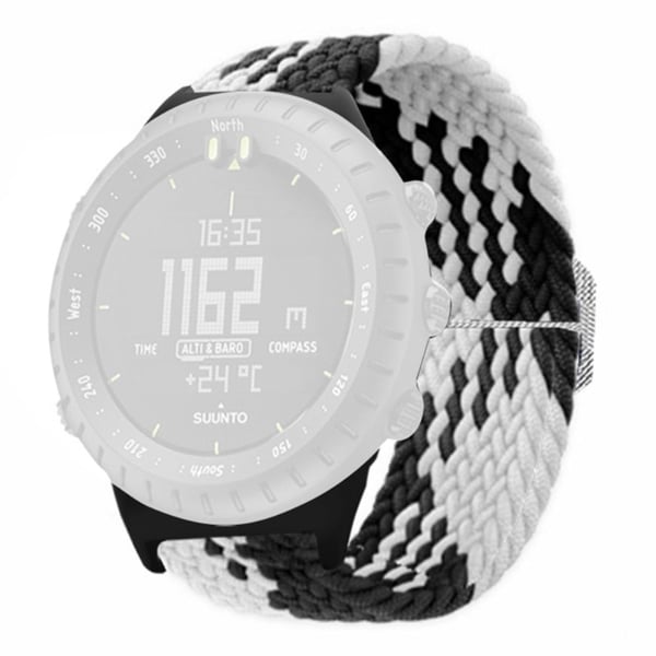 Suunto Core klockarmband Stretchigt 22 mm mjukt nylonband med elastisk flätad rem - Svart + Vit