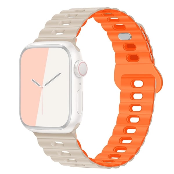 Apple Watch Series 41mm - 40mm - 38mm Universal Watch Band Fleksibel reim - Stjernelys + Oransje