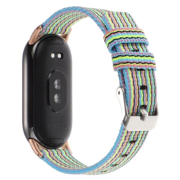 Xiaomi Smart Band 8 Nylonklokkerem Justerbar utskifting av armbåndsrem - Blå + Fargerike Striper