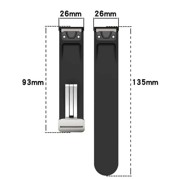 Garmin 26 mm Quickfit Universal Universal Silver Buckle Flexible Band-klokkerem - Midnattsblå + Hvit