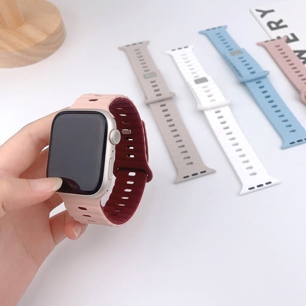 Apple Watch Series 49 mm - 45 mm - 44 mm - 42 mm universelt fleksibelt klokkerem - Svart + Gul