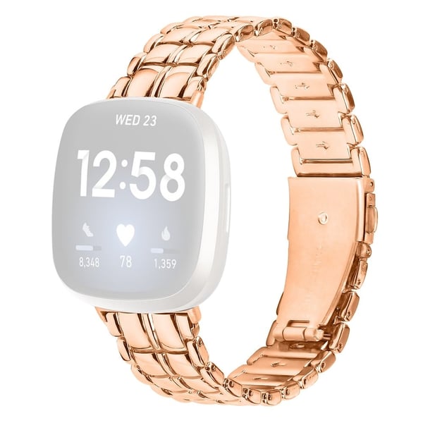 Klokkerem til Fitbit Versa 3 / Sense Smartklokke Metallarmbånd Armbånd - Rose Gull