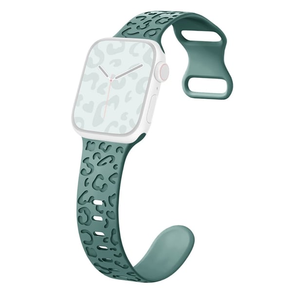 Apple Watch Series 41mm - 40mm - 38mm Universal fleksibelt armbånd med leopardmønster - Grønn