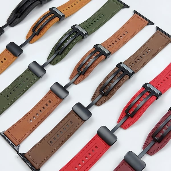 Apple Watch Series 49 mm - 45 mm - 44 mm - 42 mm Universal PU-lær og fleksibelt klokkerem - Rød