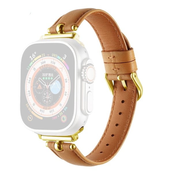 Apple Watch Series 41mm - 40mm - 38mm Universal Universal klokkeremmer i ekte okselær - Khaki / Spenne Med Gullspenne