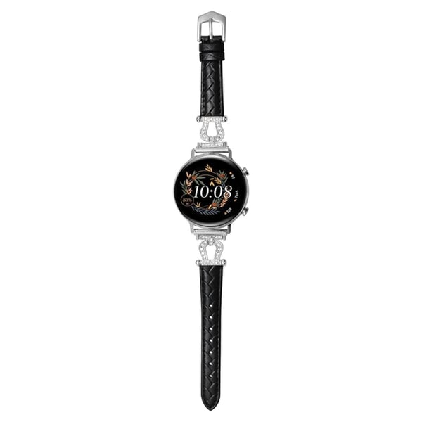 Samsung Galaxy Watch3 45 mm / Huawei Watch GT 4 46 mm klokkerem 22 mm Cowhide Leather Armbånd - Svart / Sølv Spenne Spenne