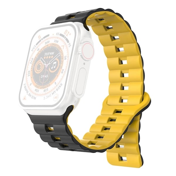 Apple Watch Series 41mm - 40mm - 38mm Universal Watch Band Magnetisk, fleksibel reim - Svart + Gul