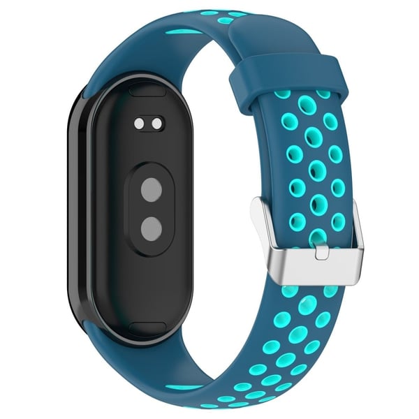 Xiaomi Smart Band 8 Klokkerem med to farger fleksibelt bånd med kontakt i rustfritt stål - Blå + Blågrønn