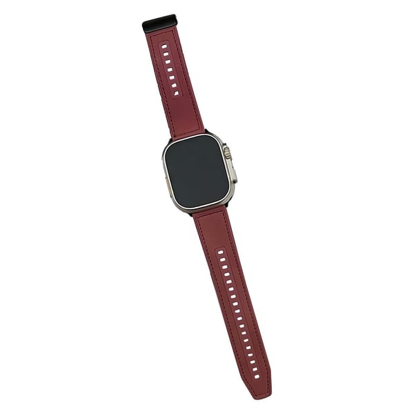 Apple Watch Series 49 mm - 45 mm - 44 mm - 42 mm Universal PU-lær og fleksibelt klokkerem - Vinrød