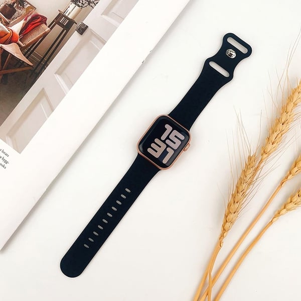 Apple Watch Series 41mm - 40mm - 38mm Universal Flexible Strap Leopard Pattern Watch Band - Sort