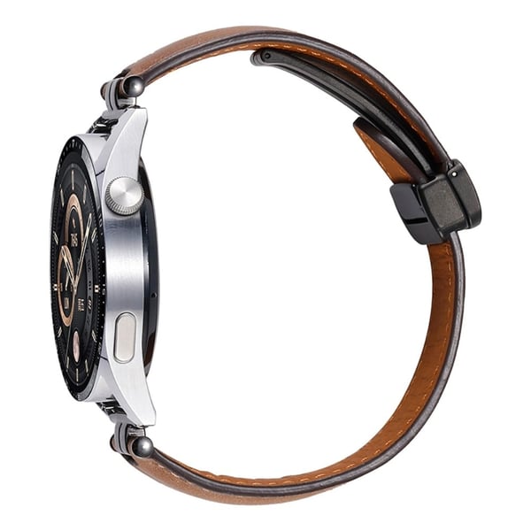 22 mm klokkerem til Samsung Galaxy Watch3 45 mm / Garmin Venu 3 rustfritt stål sammenleggbar spenne i lær - Gråblå / Svart Spenne Spenne