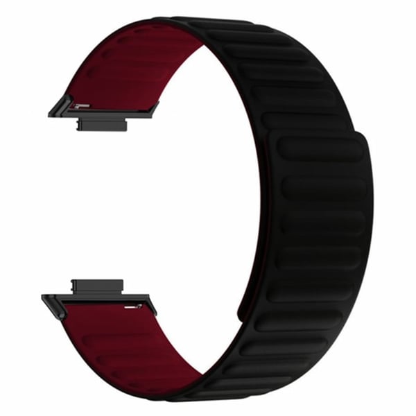 Huawei Watch Fit 2 Magnetisk klokkerem Fleksibelt justerbart armbånd - Svart + Vinrød