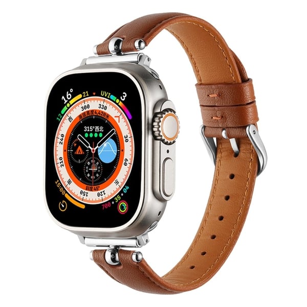 Apple Watch Series 41mm - 40mm - 38mm Universal Universal klokkeremmer i ekte okselær - Mørkebrun / Sølv Spenne Spenne