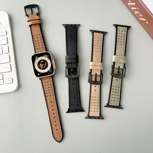 Apple Watch Series 41mm - 40mm - 38mm Universal Smart Watch-armbånd med voksbehandlet topplag av okseskinn - Brun