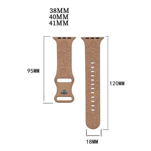 Apple Watch Series 41mm - 40mm - 38mm Universalklokkearmbånd med blomstergravering - Sommerfugl / Melkete