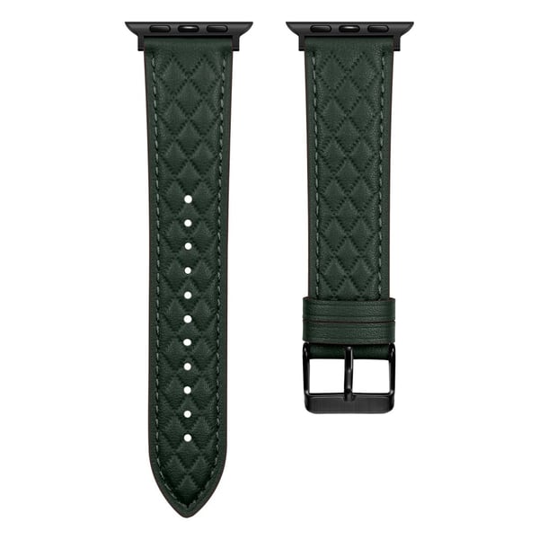 Apple Watch Series 49mm - 45mm - 44mm - 42mm Universal Universal ekte kuskinnarmbånd - Grønn Apple Watch Series 49mm - 45mm - 44mm - 42mm Universal Universal ekte kuskinnarmbånd - Grønn