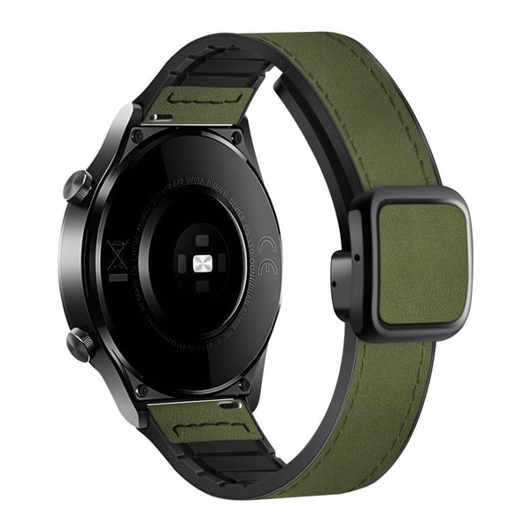 Samsung Gear S3 Classic / Garmin Vivoactive 4 magneettinauha 22mm nahkapäällysteinen joustava kellonhihna - Vihreä