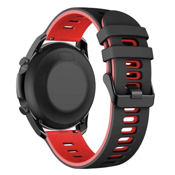 Samsung Galaxy Watch3 45mm / Garmin Venu 3 kellon hihna 22mm kaksivärinen joustava kellonauha - Musta + Punainen
