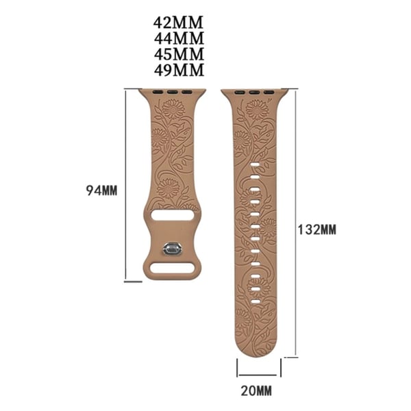 Apple Watch Series 49 mm - 45 mm - 44 mm - 42 mm universelt gravert fleksibelt urarmbånd - Solsikke / Lilla