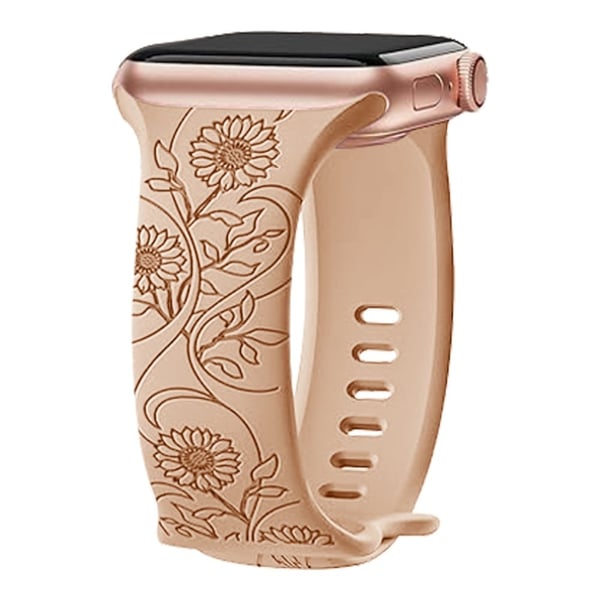 Apple Watch Series 49 mm - 45 mm - 44 mm - 42 mm universelt gravert fleksibelt urarmbånd - Solsikke / Melkete