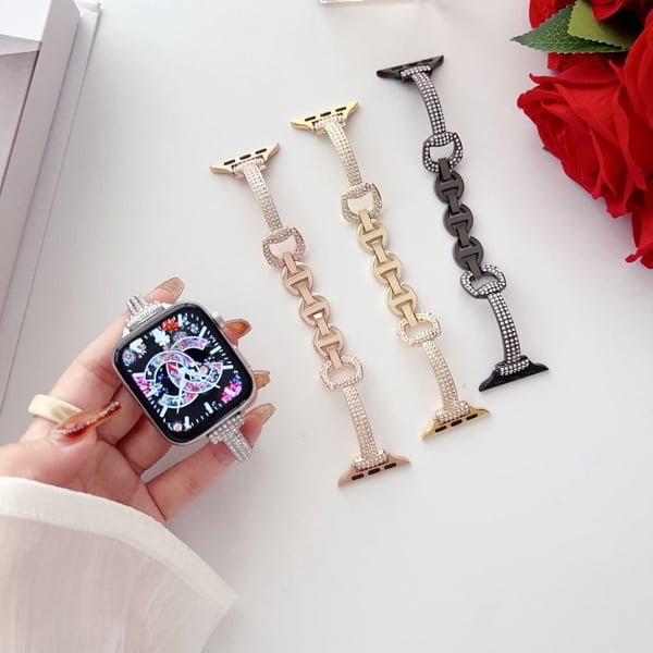 Apple Watch Series 49 mm - 45 mm - 44 mm - 42 mm Universalklokkearmbånd i sinkmetall - Rose Gull