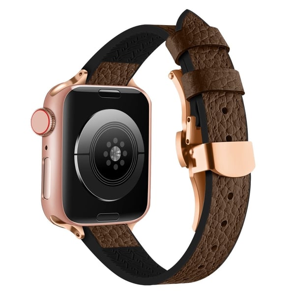 Apple Watch Series 41mm - 40mm - 38mm Universal urrem - Brun / Spænde I Rosaguld Og Spænde I Rosaguld