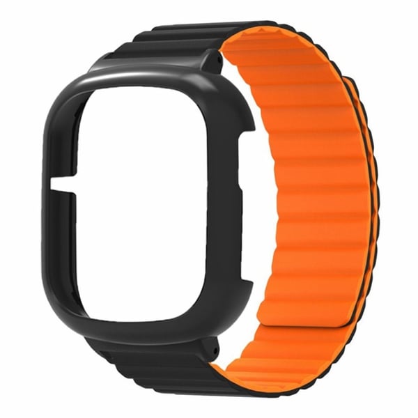 Honor Watch 4 Fleksibelt magnetisk armbåndsarmbånd med støtsikkert klokkeveske - Svart + Oransje