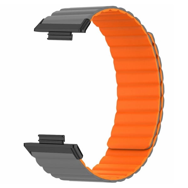 Huawei Watch Fit 2 Magnetisk klokkerem Fleksibelt justerbart armbånd - Grå + Oransje