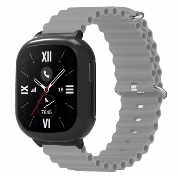 Honor Watch 4 håndleddsrem med fleksibelt erstatningsarmbånd med urkasse - Grå