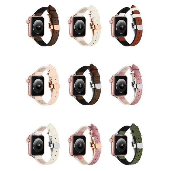 Apple Watch Series 41mm - 40mm - 38mm Universal Watch Strap - Beige / Sølvspenne Og Spenne I Roségull