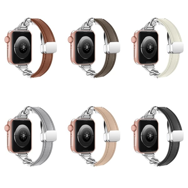 Apple Watch Series 41mm - 40mm - 38mm Universal urrem i ægte okselæder - Grå