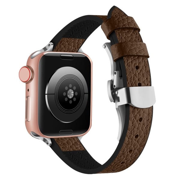 Apple Watch Series 49mm - 45mm - 44mm - 42mm Universal Watch Band - Tan / Sølvspenne Og Spenne I Roségull
