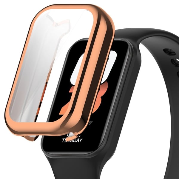 Xiaomi Smart Band 8 Active / Redmi Band 2 Fleksibelt klokkeveske Galvanisering av rammedeksel - Galvanisering Rosa Gull Xiaomi Smart Band 8 Active / Redmi Band 2 Fleksibelt klokkeveske Galvanisering av rammedeksel - Galvanisering Rosa Gull