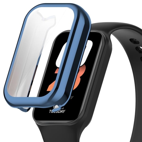Xiaomi Smart Band 8 Active / Redmi Band 2 Fleksibelt klokkeveske Galvanisering av rammedeksel - Galvanisert Blå Xiaomi Smart Band 8 Active / Redmi Band 2 Fleksibelt klokkeveske Galvanisering av rammedeksel - Galvanisert Blå